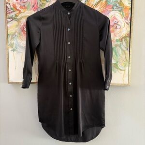 Theory Pintuck Shirtdress Black Long Sleeve Size 0